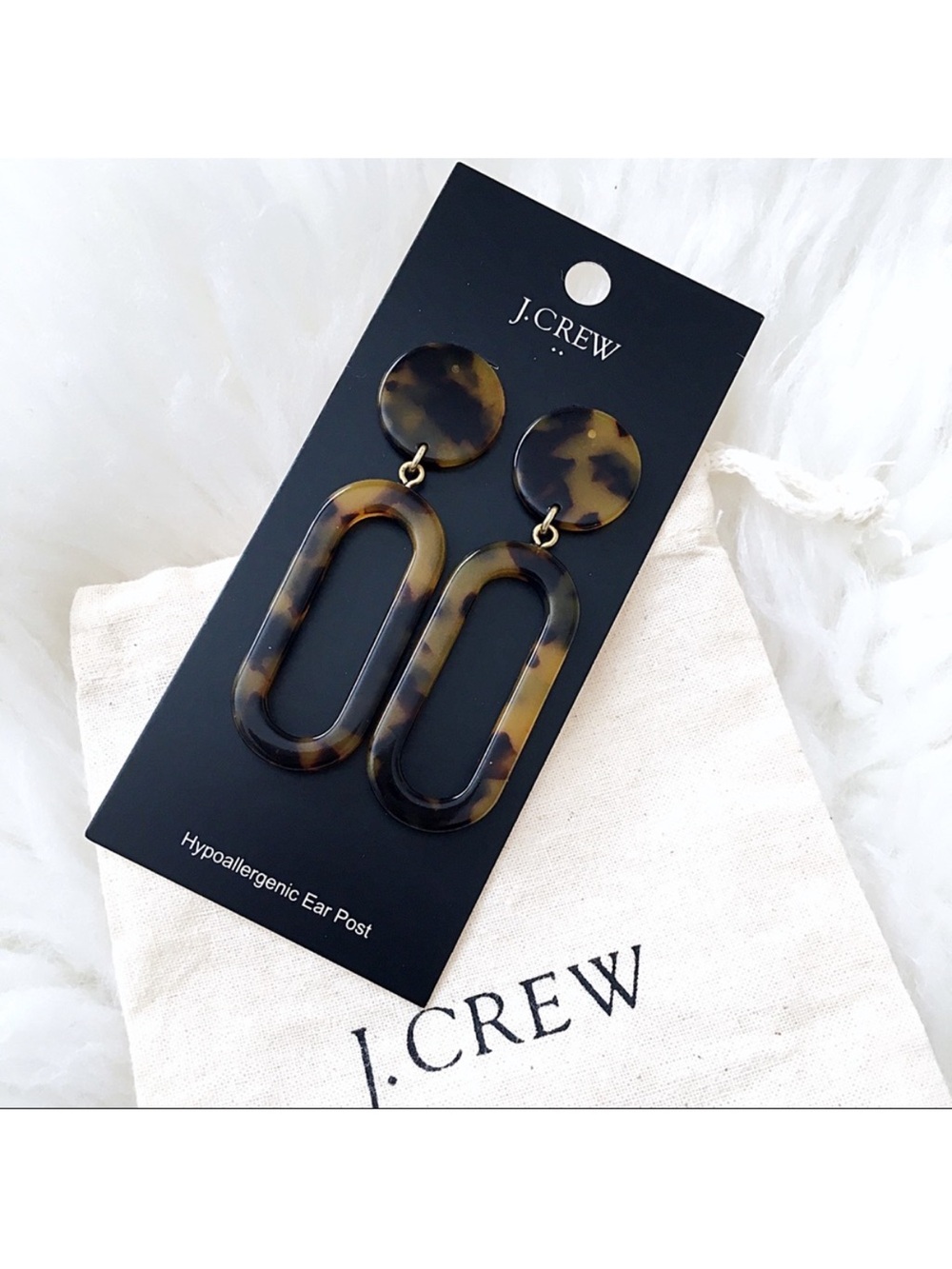 J. Crew Tortoise Drop Link Earrings in Brown and Black - Picture 3 of 3